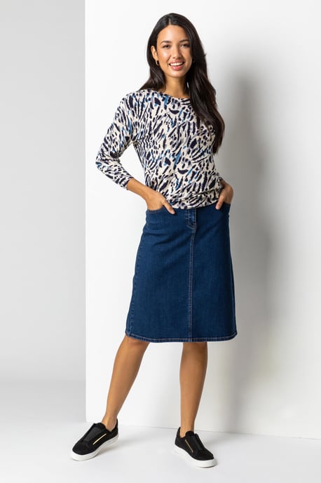 Cotton Denim Stretch Skirt