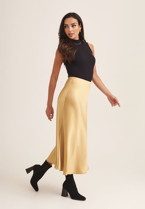 Satin Bias Cut Midi Skirt