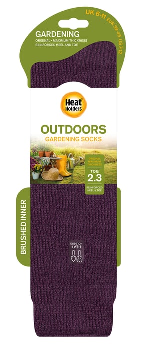Herrlånga trädgårsockor | Heat Holders | Termiska och andningsbara utomhusknästrumpor - Plommon - Image 2