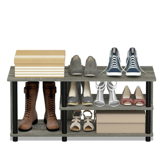 Furinno Turn-N-Tube Compact Multi Storage Shoe Rack, French Oak Grey/Black