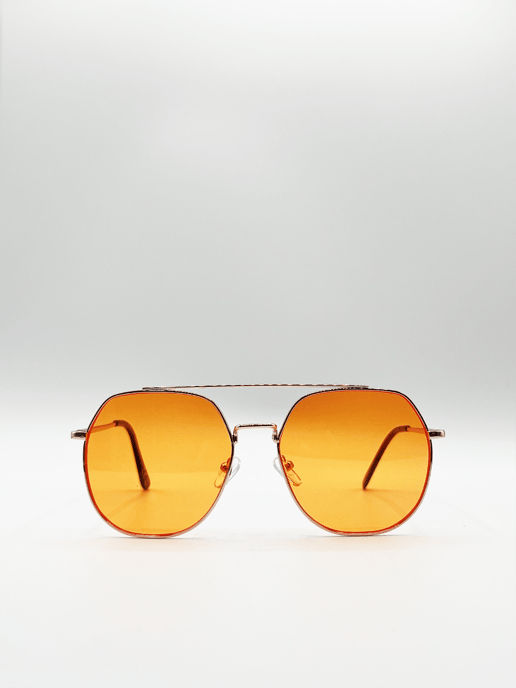 Gold rounded aviator style sunglasses