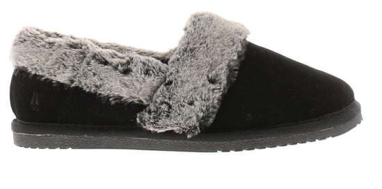 Hush Puppies Womens Slippers Full Fluffy Ariel Suede Leather black - Image 2