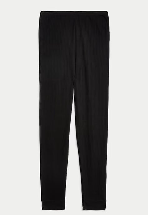 M & S Womens 2 Pack Thermal Pointelle Leggings In Black - Image 4