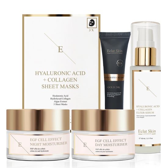 EGF Cell Effect Day Moisturiser 50ml + EGF Cell Effect Night Moisturiser 50ml + Hyaluronic Acid & Collagen Mask - 3 Sheets + Anti-Wrinkle Elixir Serum 24K Gold - 60ml + Under Eye Cream 24K Gold (15ml)