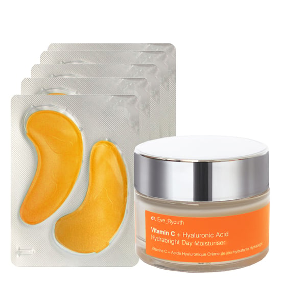 24K Gold + Antioxidant Hydrating Eye Treatments Pads + Vitamin C + Hyaluronic Acid Hydrabright Day Moisturiser 50ml - Image 1