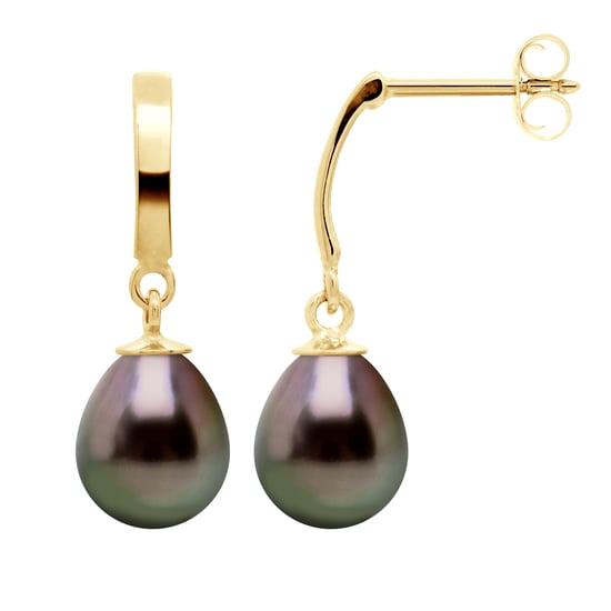 DIADEMA - Earrings - Yellow Gold and Real Tahitian Pearls