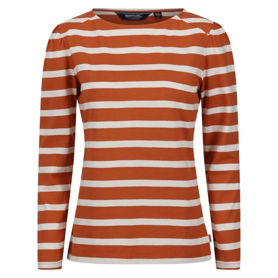 Regatta Womens/Ladies Federica Stripe Long-Sleeved T-Shirt (Burnt Copper/Light Vanilla)