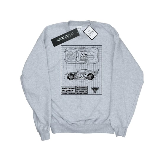 Disney Mens Cars Lightning McQueen Blueprint Sweatshirt (Sports Grey)