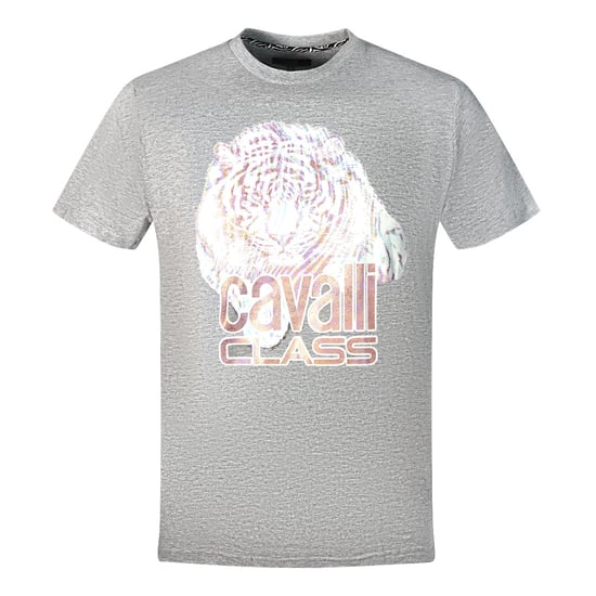 Cavalli Class Large Tiger Logo Grey T-Shirt - Image 1