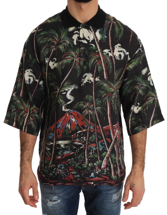Dolce & Gabbana Black Volcano Sicilien T-shirt med kort ärm - Image 1