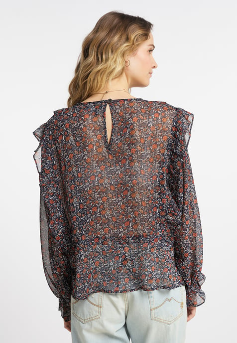 Dreimaster Bloes met lange mouwen Dames Navy Veelkleurig - Image 3