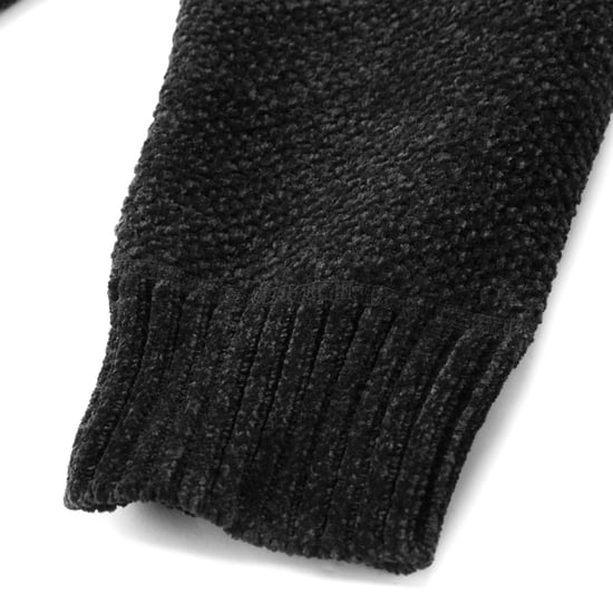 Men's Cardigan with Zip and Stand-Up Collar, Lined Chunky Knit Pullover Black - Image 4
