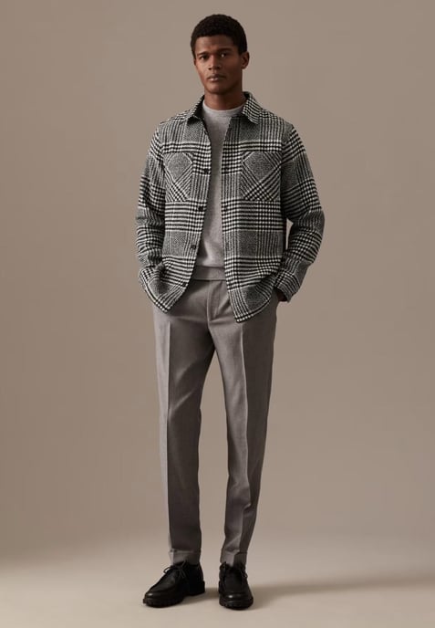 Autograph Mens Wool Blend Overshirt Black/White Check - Image 5