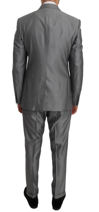 Dolce & Gabbana Mannen Zwart Stretch Kristal Bijen Slim Fit Pak - Image 5