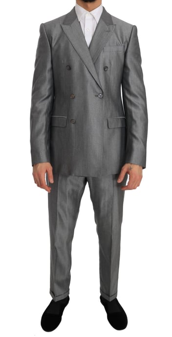 Dolce & Gabbana Mannen Zwart Stretch Kristal Bijen Slim Fit Pak - Image 1