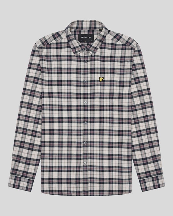 Mens Check Flannel Shirt in Navy - Image 5