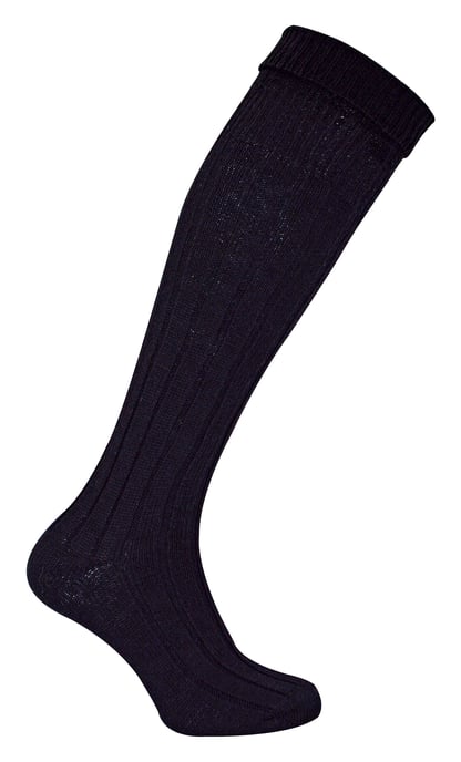 Mens Wool Kilt Socks | Warm Knee High Socks | Breathable Outdoor Long Boot Socks for Men - Black - Image 1