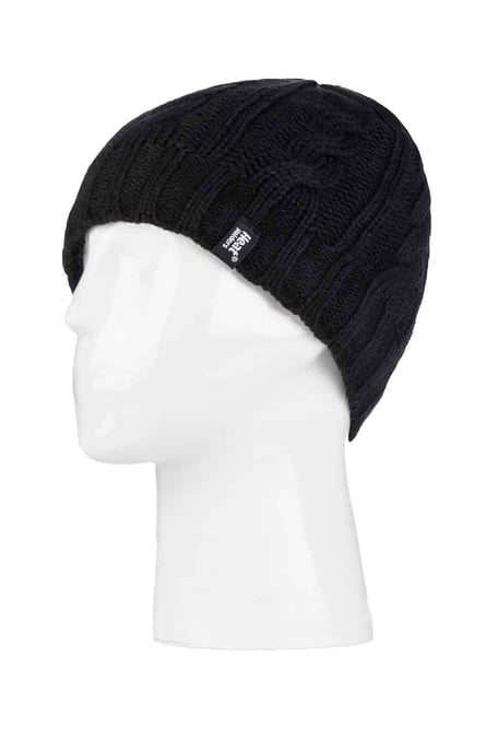 Women's Thermal Fleece Lined Cable Knit Winter Hat - Image 1