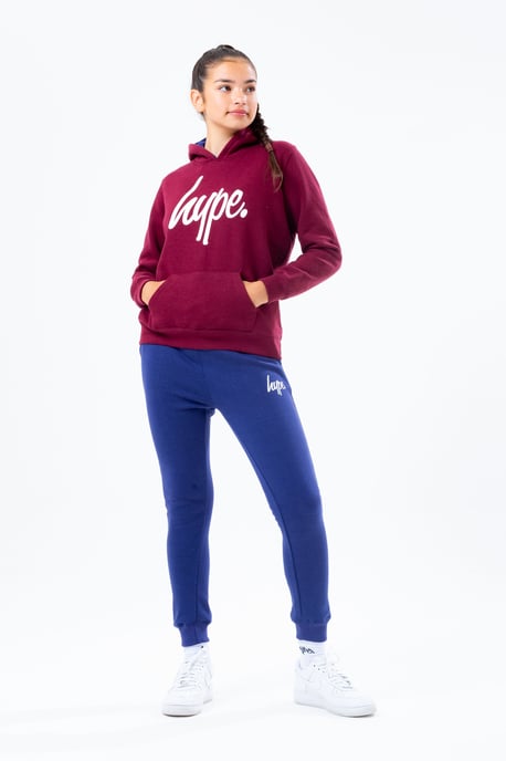Hype Burgundy Hoodie And Navy Kids Jogger Set