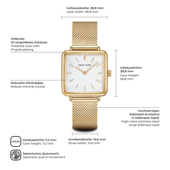 Eastside Female Quartz Yellow Gold Stainless Steel Watch