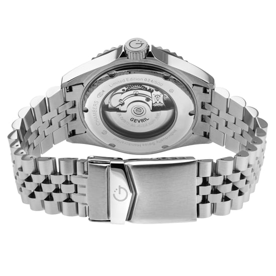 Gevril Men's Chamber 42601 Swiss Automatic Sellita SW200 Blue Dial Date Stainless Steel Watch