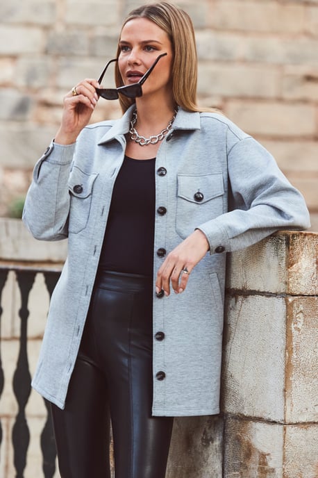 Grey Longline Shacket