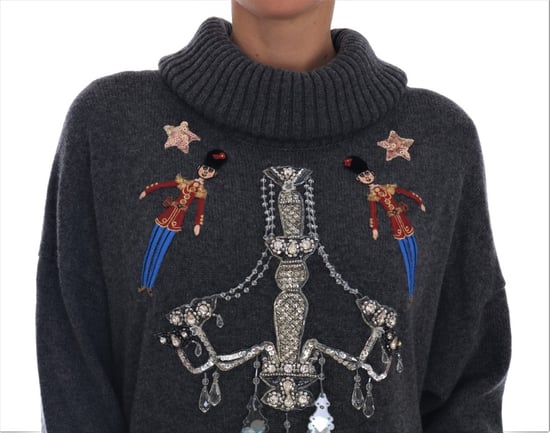 Dolce & Gabbana Sagoberättelse Kristall Grå Cashmere Tröja - Image 3