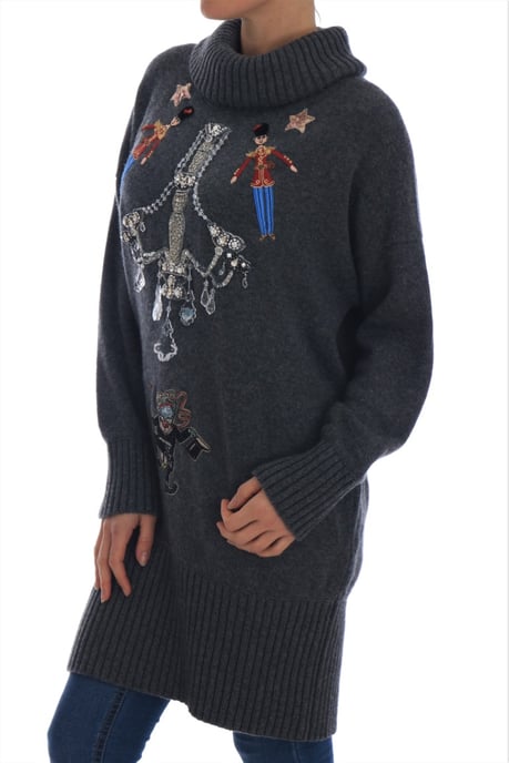 Dolce & Gabbana Sagoberättelse Kristall Grå Cashmere Tröja - Image 5