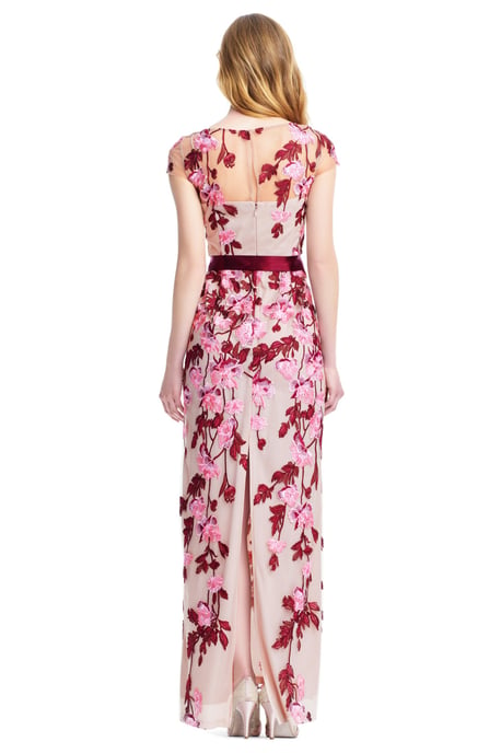 Cascading Floral Column Gown in Multicolour