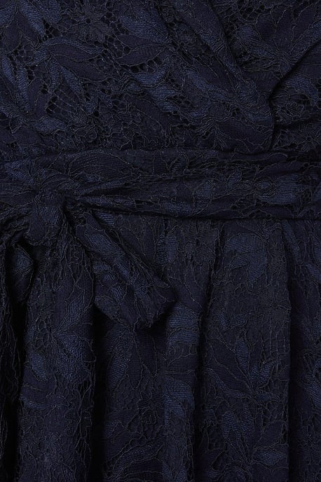 Sleeveless Lace Shirt Tie Waist Midi Dress