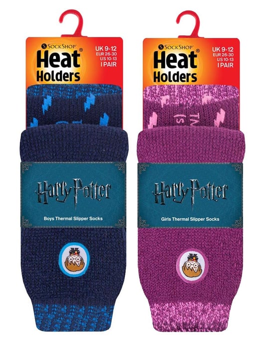 2 par multipack Harry Potter-strumpor för barn med grepp | värmehållare | pojkar och flickor termiska tjocka halkfria strumpor - HP Mix - Image 2