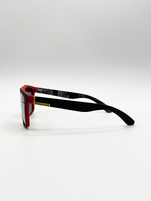 Matte Wayfarer Sunglasses with Case - Polarised with Orange Mirrored Lens - Image 3