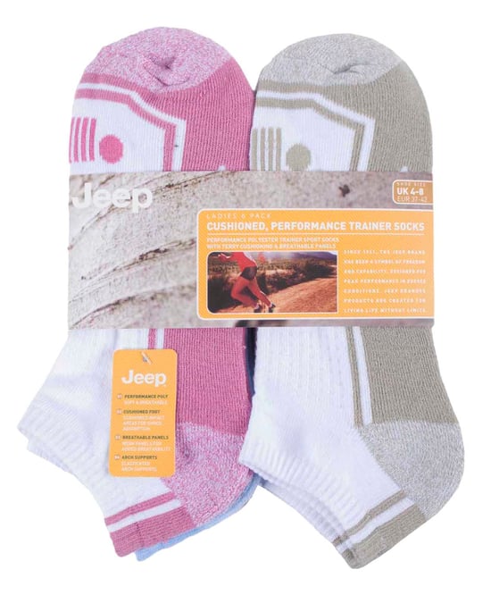 JEEP - 6 Pairs Ladies Performance Poly Low Ankle Length Trainer Socks - Image 2