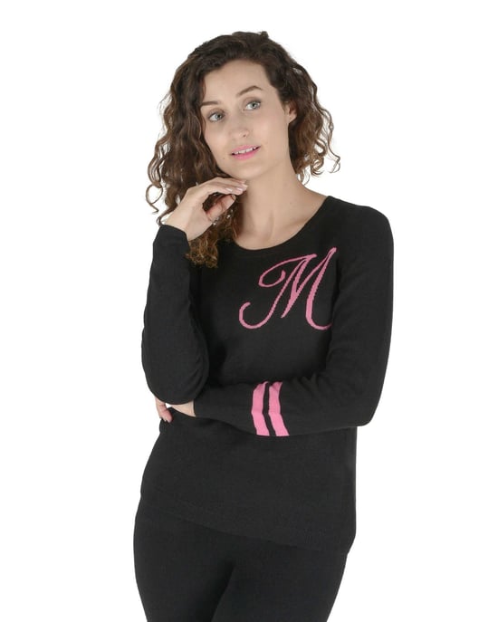 Crown Of Edinburgh Cashmere Crew Neck Sweater Stockbridge Black M - Image 1