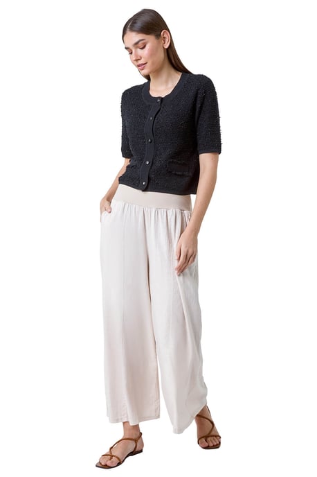 Fringe Detail Sparkle Button Cotton Cardigan - Image 1