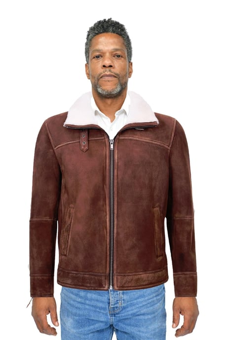 Mens Sheepskin Leather Harrington Bomber Jacket-Luanda