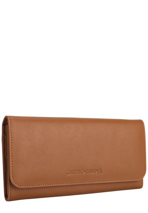 Leather Long Flap Over Closing Purse