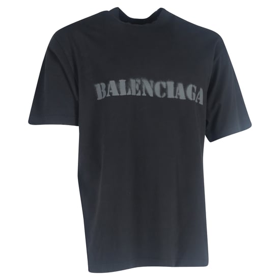 Balenciaga Logotyptryck Stencil Typ T-shirt i Svart Bomull - Image 1