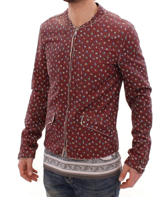 Dolce & Gabbana Bordeaux Läder Boxertryck Jacka Kappa - Image 2