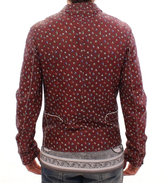 Dolce & Gabbana Bordeaux Läder Boxertryck Jacka Kappa - Image 3