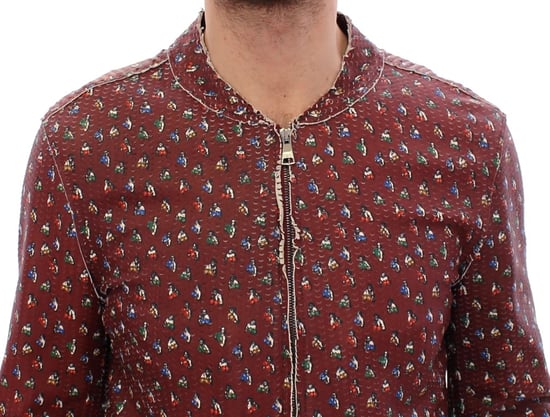 Dolce & Gabbana Bordeaux Läder Boxertryck Jacka Kappa - Image 4