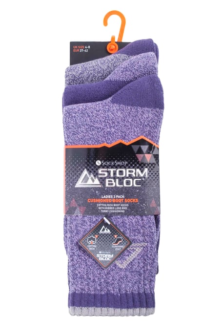 3 Pairs Ladies Lightweight Breathable Hiking Socks with Arch Support - Image 2