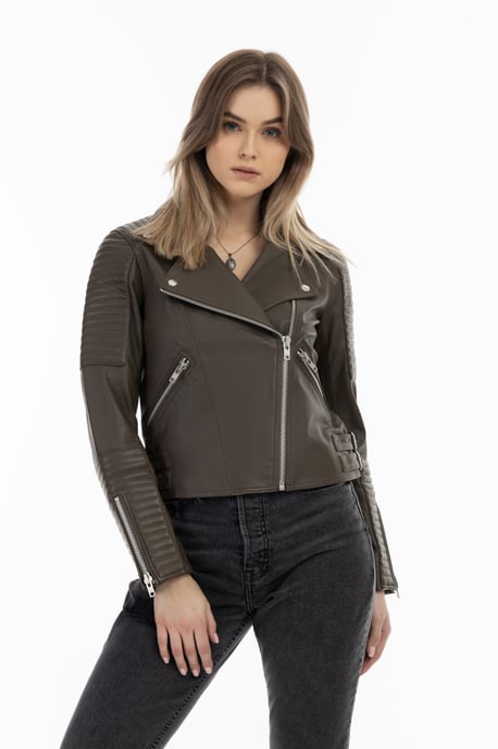 Dreimaster Lederen jas Dames taupe - Image 2