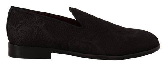 Dolce & Gabbana Black Floral Brocade Slippers Loafers Men's Shoes