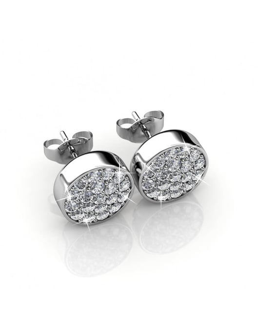 Round Earrings - Silver and Crystal - Image 3
