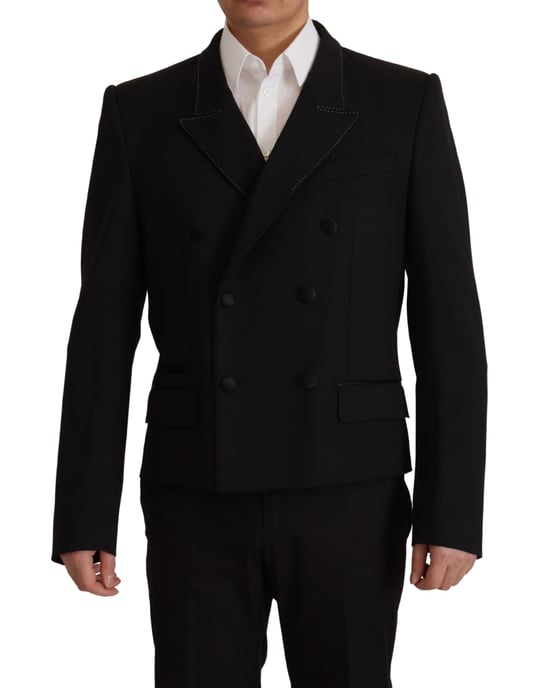 Dolce & Gabbana Svart Dubbelknäppt Kappa Blazer Herrjacka - Image 1