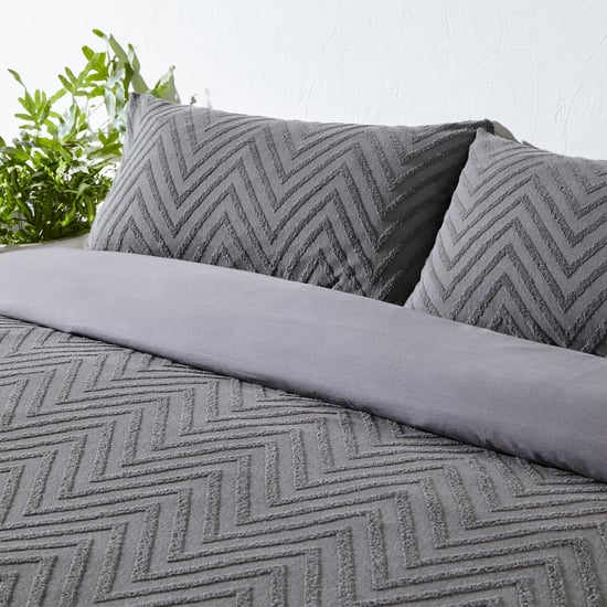 Minimalist Chevron Zigzag Tuft Duvet Cover Set - Image 2