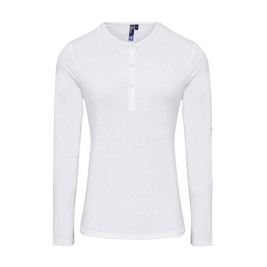 Premier Womens/Ladies Long John Plain Roll Sleeve T-Shirt (White) - Image 1