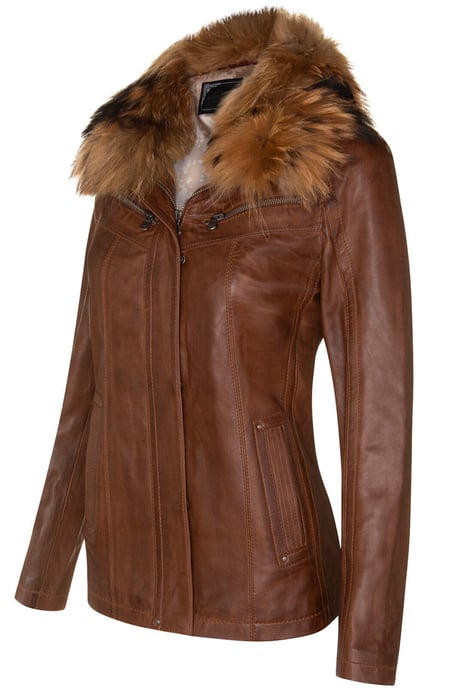 Ladies Slim Fit Leather Parker Jacket-Millom