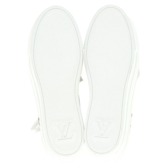 Louis Vuitton Monogram Mesh Accent Low-Top Sneakers in White Leather - Image 3